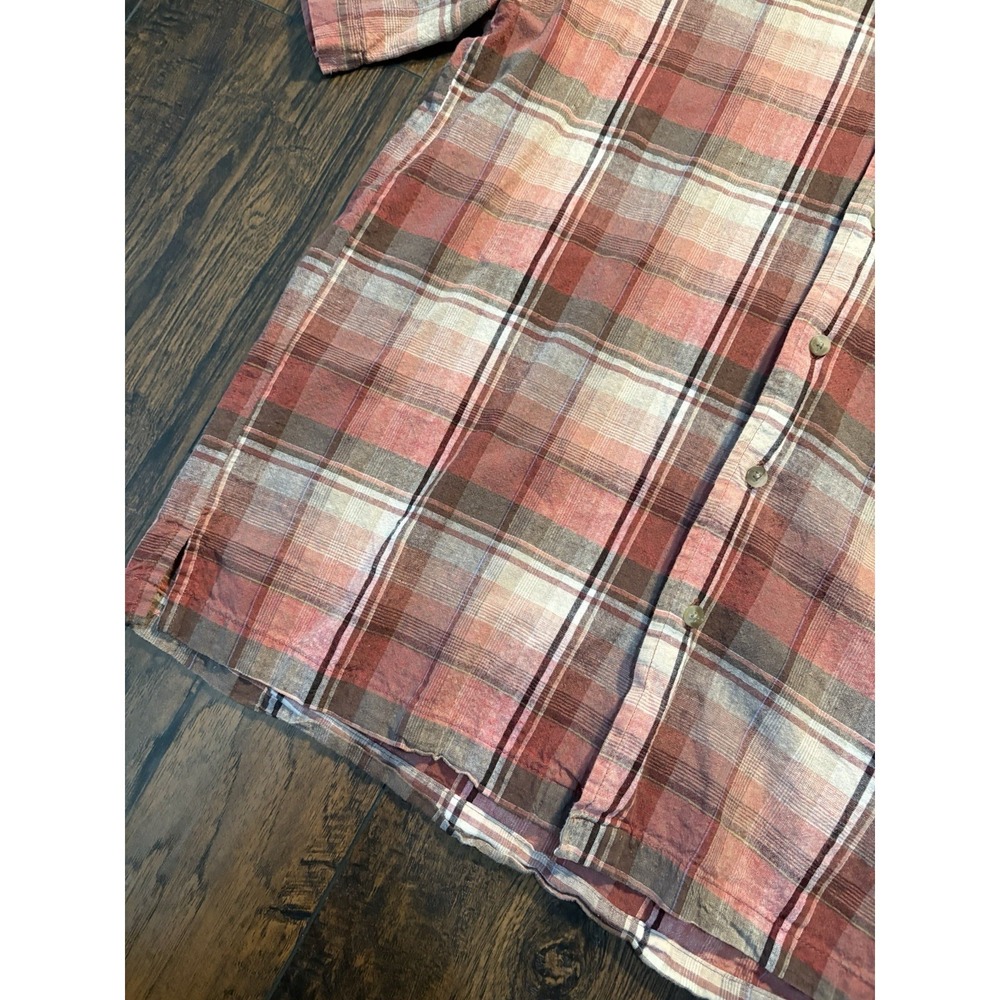 Wrangler George Strait Mens M Plaid Woven Short Sleeve Button Up Shirt Pink - Picture 11 of 16